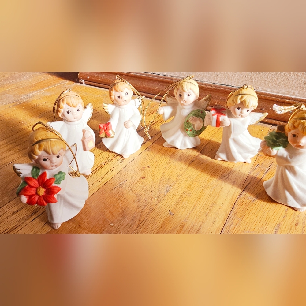 Vintage Homco Porcelain Angel Christmas Tree Ornaments